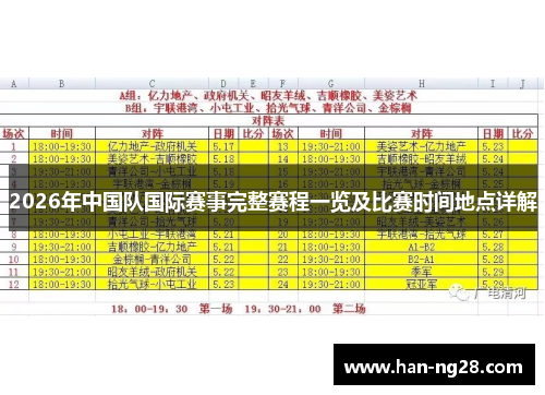 2026年中国队国际赛事完整赛程一览及比赛时间地点详解 2026年中国队国际赛事完整赛程一览及比赛时间地点详解